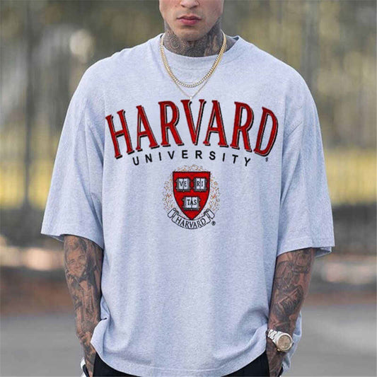 Men White Letter Print Crew Neck Short Sleeves T-Shirt