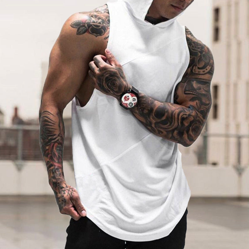 Athletic-inspired Mesh Panel Men's Cotton Hoodie Tank Top