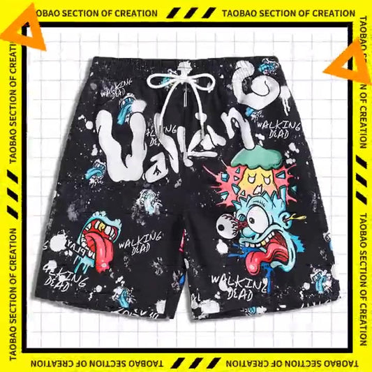 Men's beach pants loose casual cartoon printed shorts