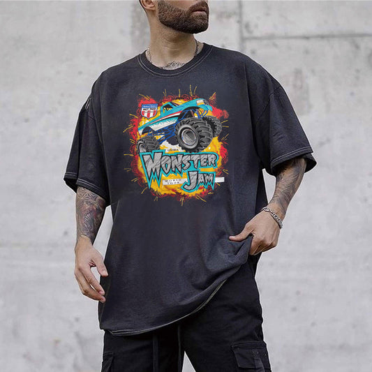 Abstract Car Graphic Print Casual Short Sleeve Men's T-Shirt