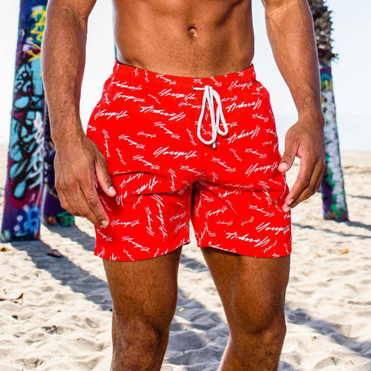 Printed Lace-Up Casual Beach Vacation Men's Shorts