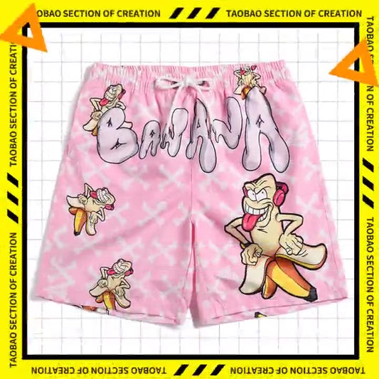 Men's beach pants loose casual cartoon printed shorts