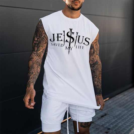Jesus Save My Life Men's Streetwear Tank Tops
