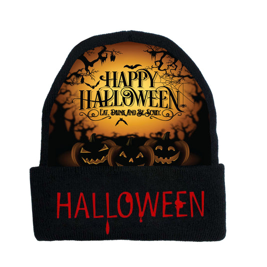 Halloween creative graphic print knitted hat