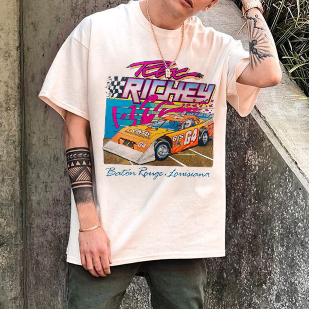 Racing Graphic Casual Loose Short Sleeve Men's T-Shirt