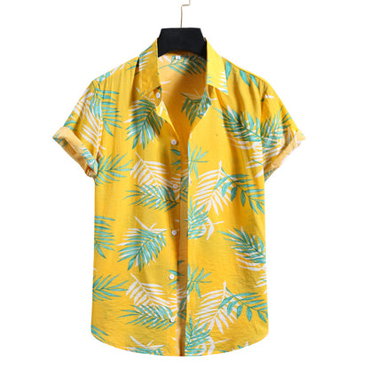 Hawaiian Beach Resort Style Leaf Print Shirt