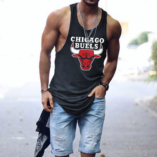 Bulls Alphabet Graphic Print Athleisure Men's Tank Top