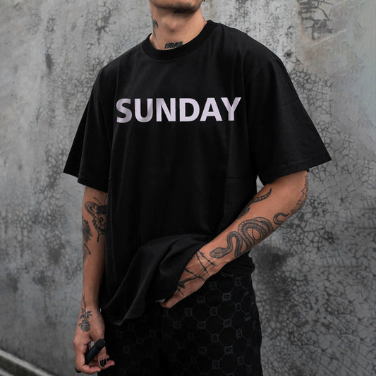 Sunday Letters Print Loose Men's T-Shirt