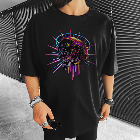 Skull Graphic Print Casual Loose Men's T-Shirt