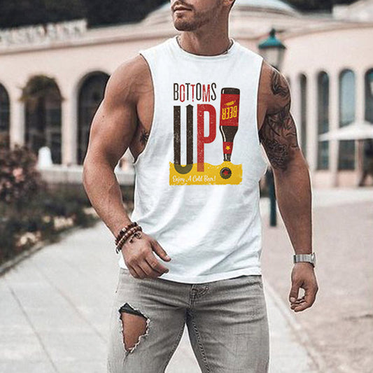 Fun Beer Alphabet Graphic Print Casual Men's Tank Top