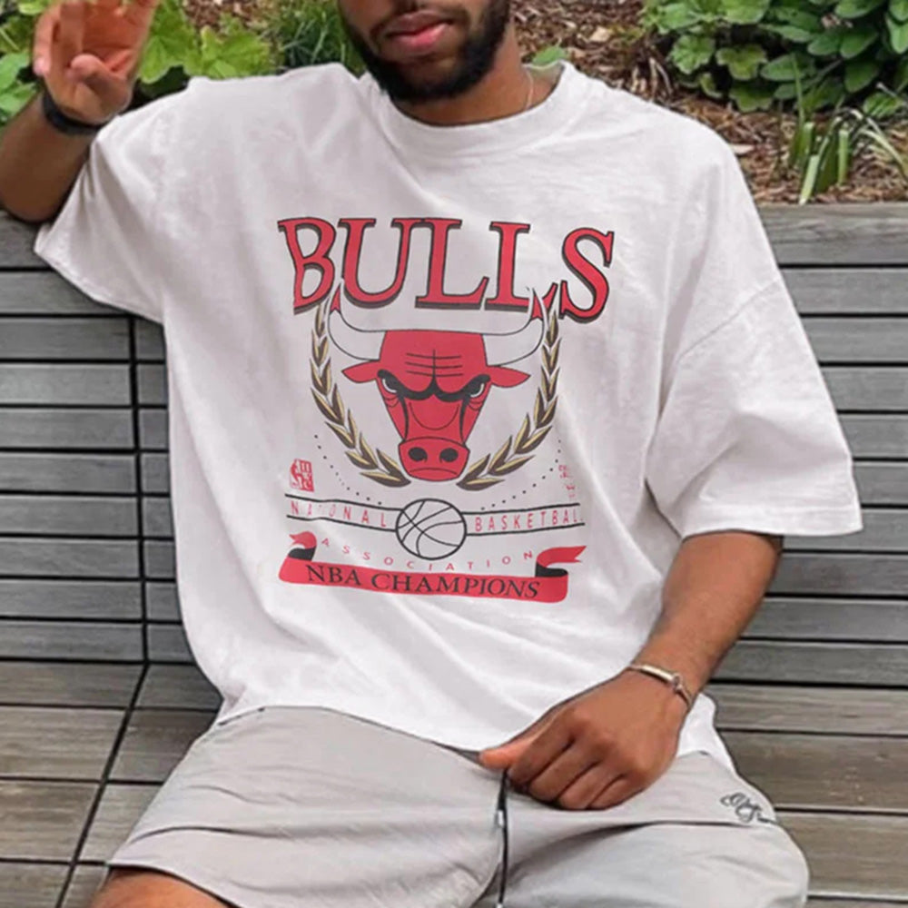 Chicago Bulls Men's Vintage Streetwear Short Sleeve T-shirts