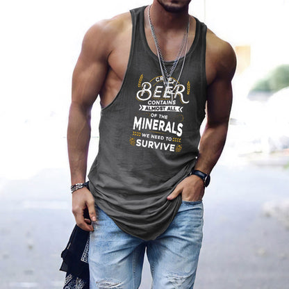 Beer Graphic Print Loose Men's Tank Top