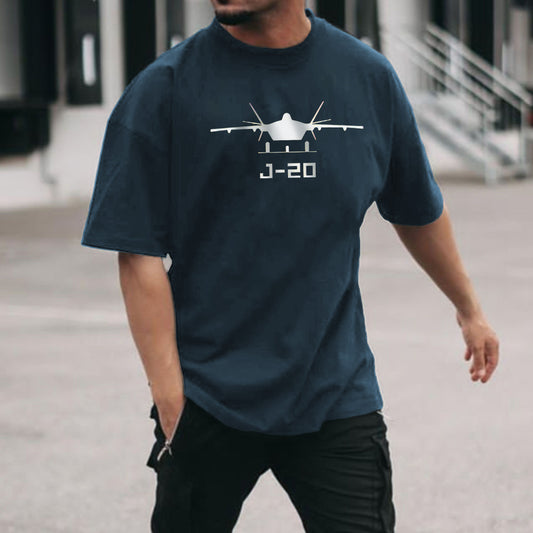 Military Fan Series Veyron Fighter J20 Graphic Print Men's T-Shirt