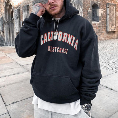 California Alphabet Graphic Print Men's Oversize Hoodie