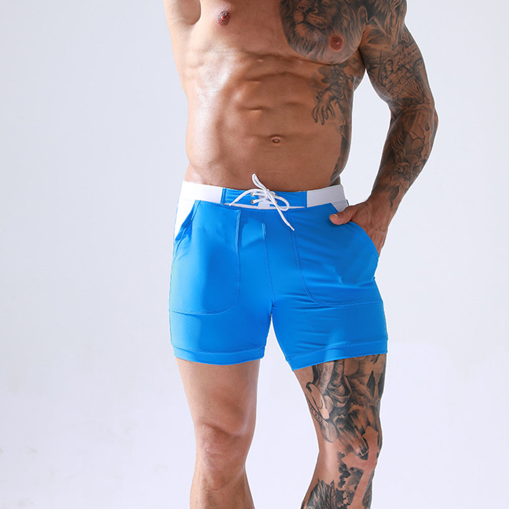 Men's Summer Drawstring Swim Trunks wit Pocket