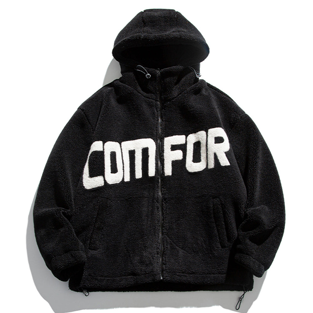 Men's Streetwear Zipper Up Hoode Sherpa Jackets