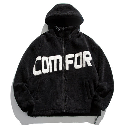 Men's Streetwear Zipper Up Hoode Sherpa Jackets
