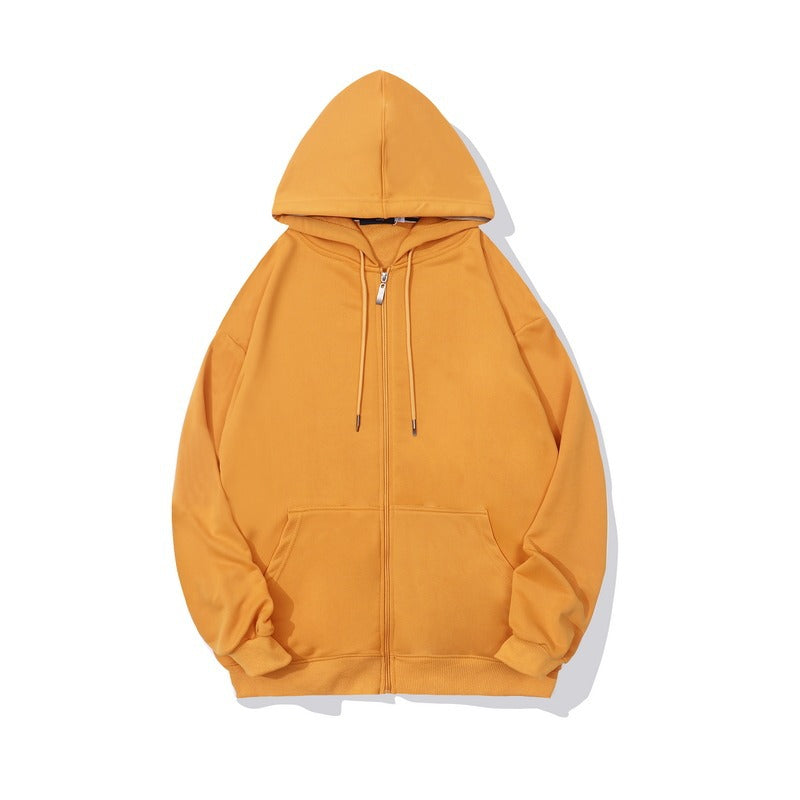 Men's Classic Streetwear Solid Color Zip Up Hoodies 300g