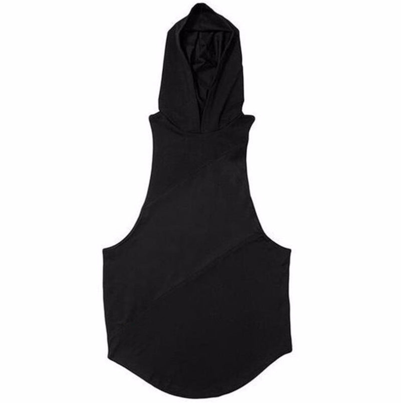 Athletic-inspired Mesh Panel Men's Cotton Hoodie Tank Top