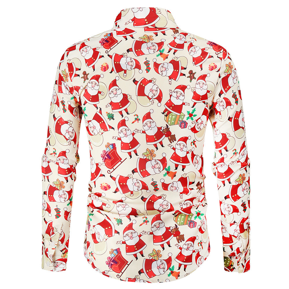 Santa Print Men's Long Sleeve Shirts