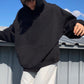 Plain Hooded Basic Casual Men's Black Sweatshirt