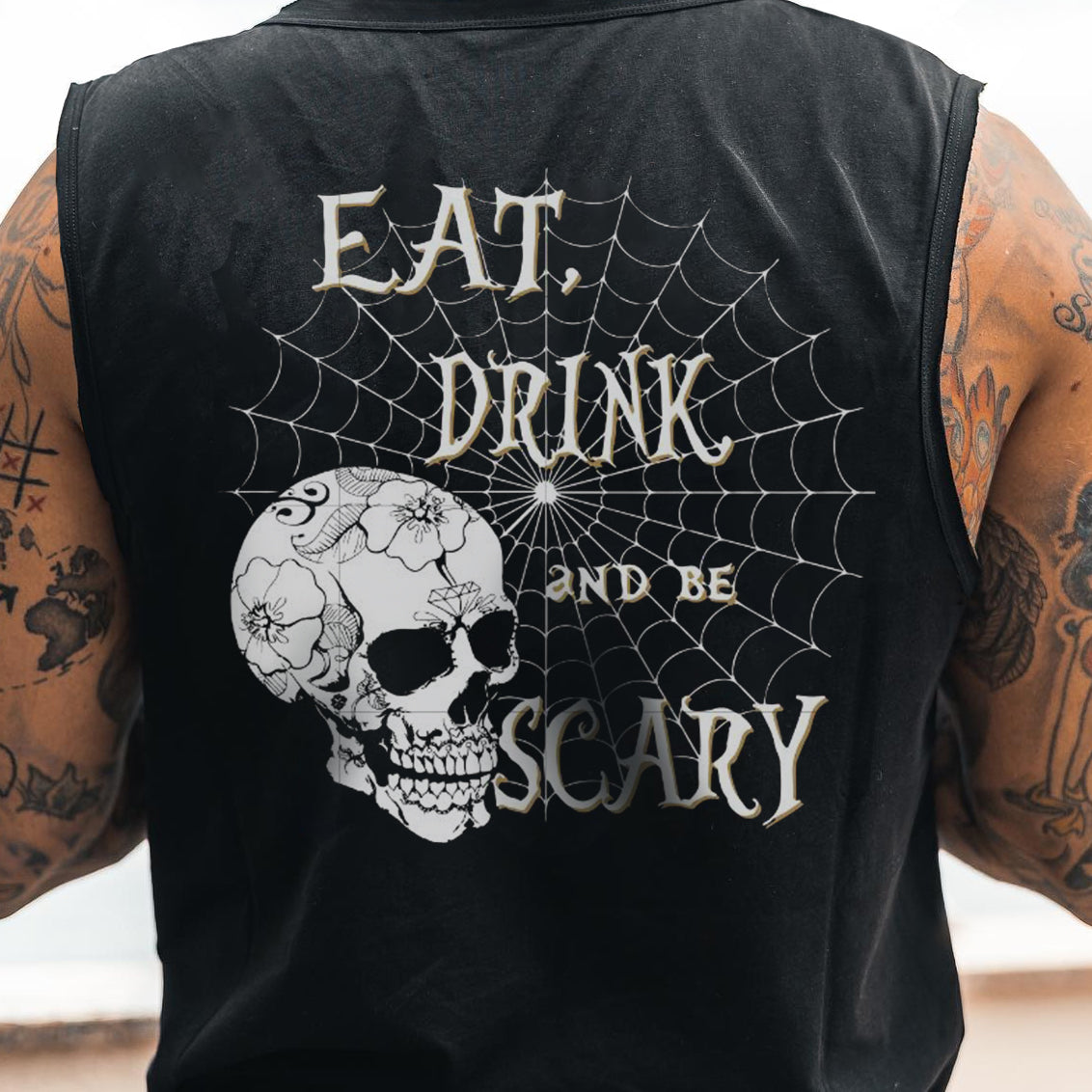 Skull Alphabet Graphic Print Casual Men's Tank Top