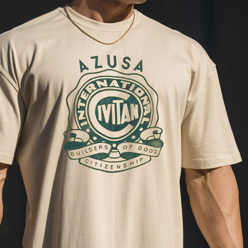 AZUSA Letter Graphic Print Casual Loose Men's T-Shirt