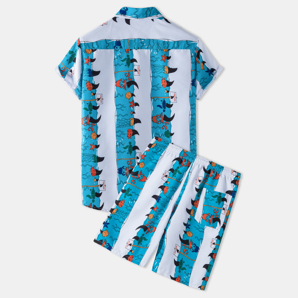 Casual Vacation Print Two-piece Suit