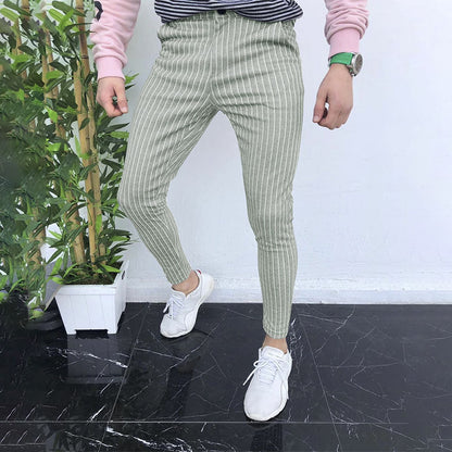 Striped men's casual trousers