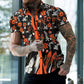 Floral Print Contrast Panel Casual Short Sleeve Shirt