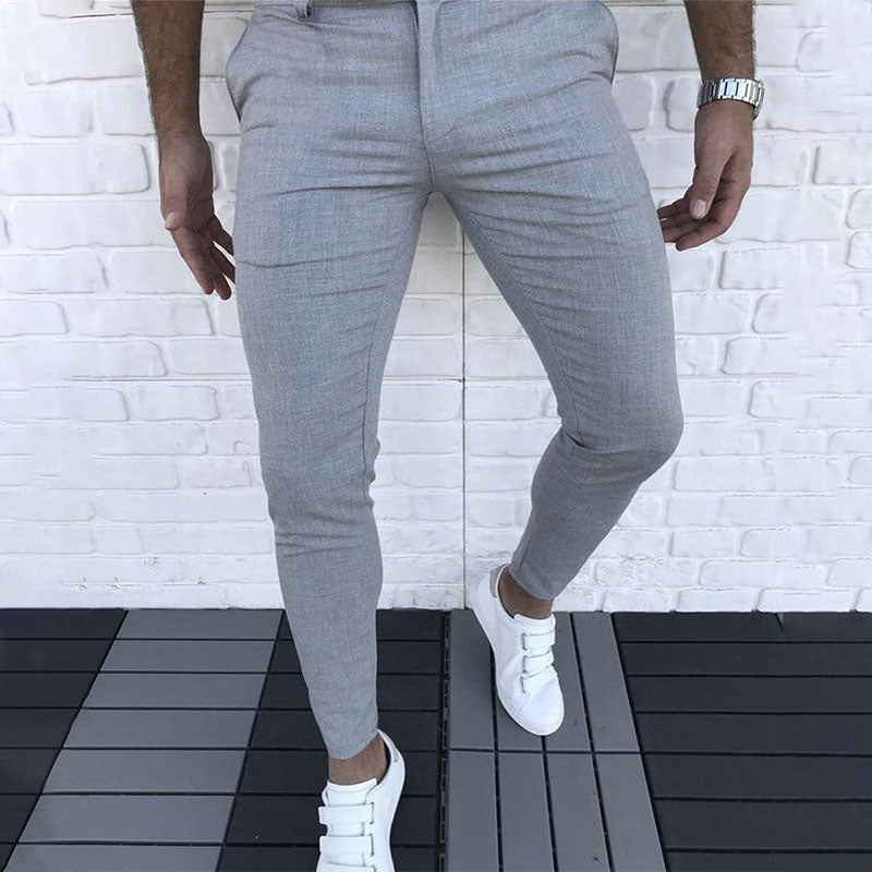 Minimalist solid coloured casual trousers