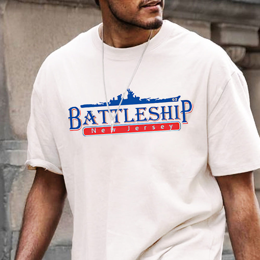 Navy New Jersey Battleship BB-62 Graphic Print Men's T-Shirt
