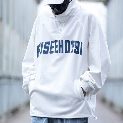 Alphabet Graphics Casual Loose Crew Neck Men's Sweatshirt