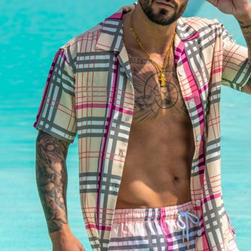 Men's checkered casual holiday two-piece
