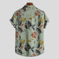 Cotton And Linen Printed Pocket Button-down Shirt