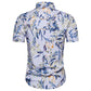 Cotton And Linen Printed Pocket Button-down Shirt