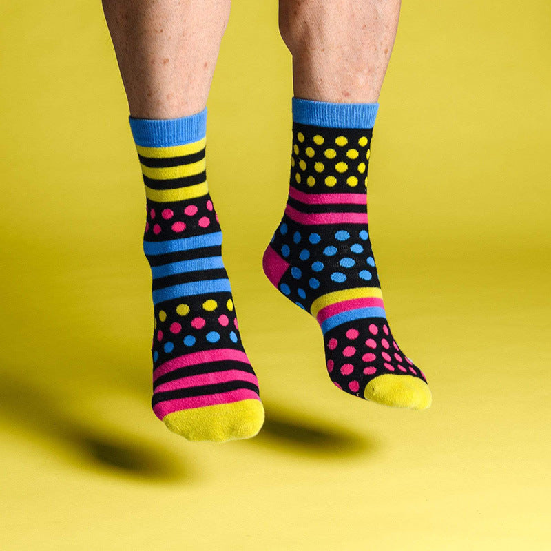 Polka Dot Stripe Asymmetric Socks