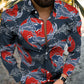 Beach Personality Trend Retro Fish Pattern Casual Vacation Long Sleeve Shirt