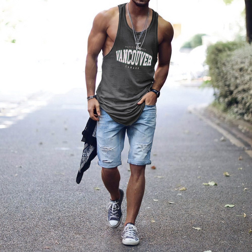 Alphabet Graphic Print Athleisure Men's Tank Top