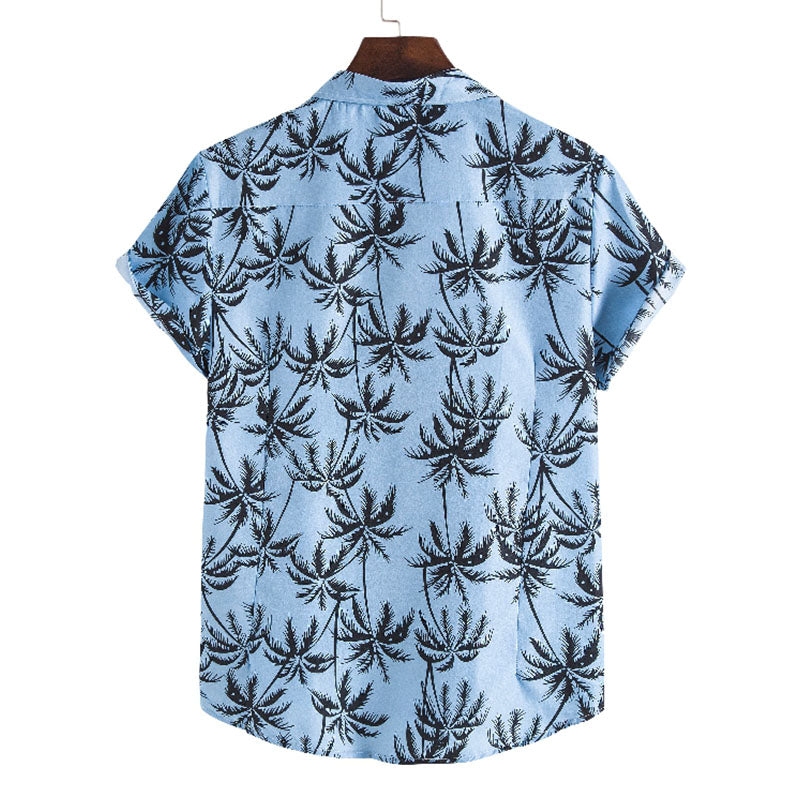 Cotton And Linen Printed Pocket Button-down Shirt