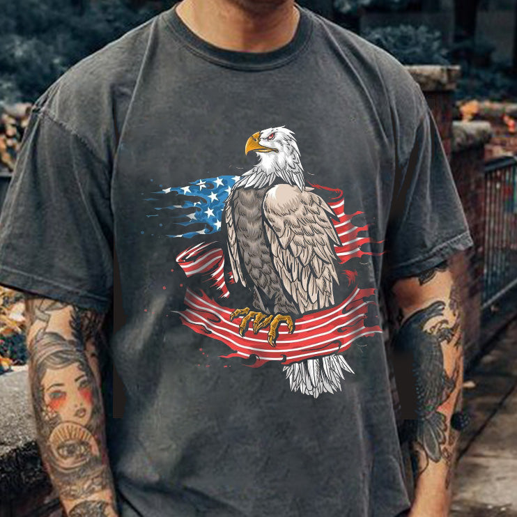 Eagle Graphic Print Loose Short Sleeve Men's T-Shirt