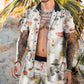 Mushroom Print Hawaii Vacation Casual Beach Suit
