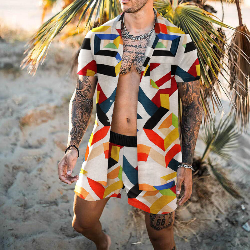 Geometric Print Casual  Vacation Two-piece Suit