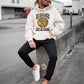 Sun Graphic Print Men's White Oversize Fleece Hoodie