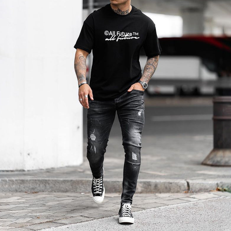 Alphabet Graphic Print Crew Neck Casual Men's T-Shirt
