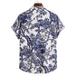 Cotton And Linen Printed Pocket Button-down Shirt