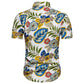 Cotton And Linen Printed Pocket Button-down Shirt