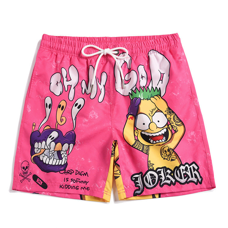 Men's beach pants loose casual cartoon printed shorts