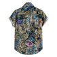 Cotton And Linen Printed Pocket Button-down Shirt