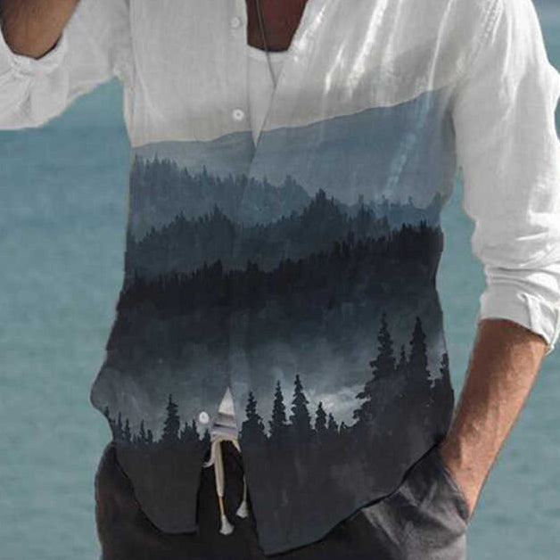 Landscape Pattern Personality Simple Long Sleeve Shirt